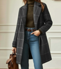Plaid Wool-Effect Fabric Coat for Women