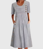 Buttoned long dress with pockets for women