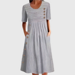 Buttoned long dress with pockets for women
