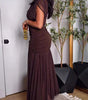 Long dress with a high collar for women