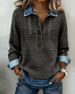 Button-up collar top for women