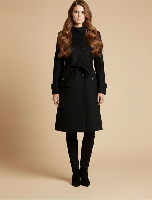 Elegant Mid-Length Double-Breasted Coat for Women