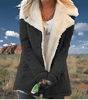 Women's Straight Military Style Jacket with Wide Faux Fur Collar