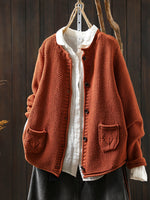 Round neck long sleeve sweater for women