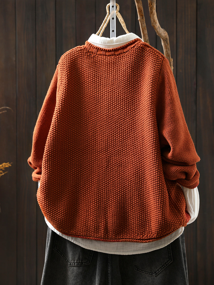 Round neck long sleeve sweater for women