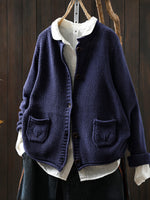 Round neck long sleeve sweater for women