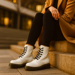 Laced Faux Leather Boots for Women