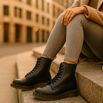 Laced Faux Leather Boots for Women
