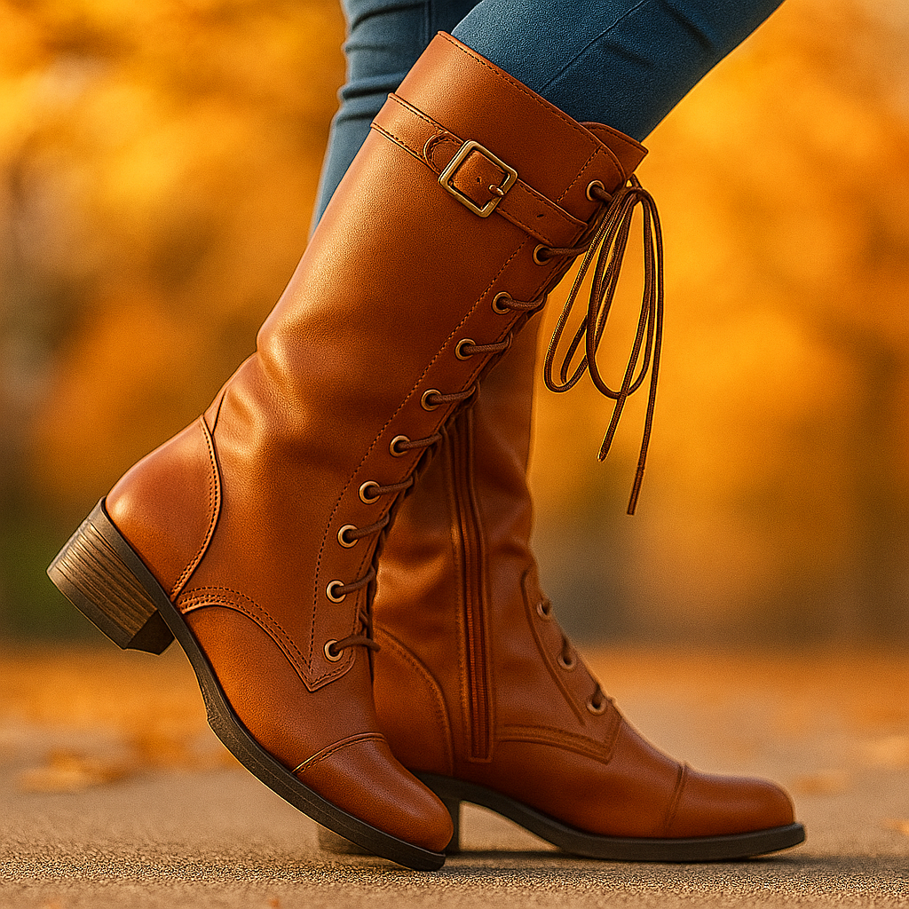 Vintage Boots with Buckles and Laces for Women