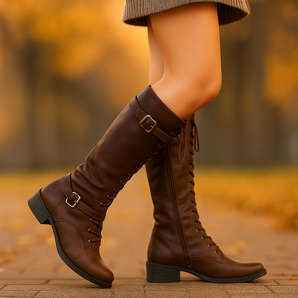 Vintage Boots with Buckles and Laces for Women