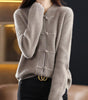 Knitted wool sweater with high collar for women