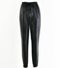 Elastic Waist Jogger Faux Leather Pants for Women