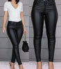 High-Waisted Slim Fit Faux Leather Pants for Women