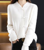 Knitted wool sweater with high collar for women