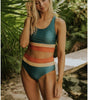 High-Waisted Colorblock Bikini Set for Women