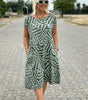Women's summer dress with round neckline