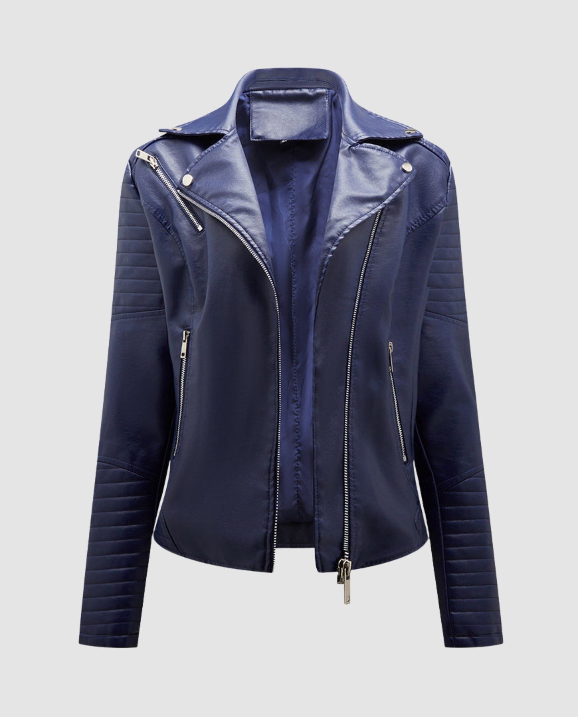 Women's Asymmetric Perfecto Biker Jacket in Faux Leather