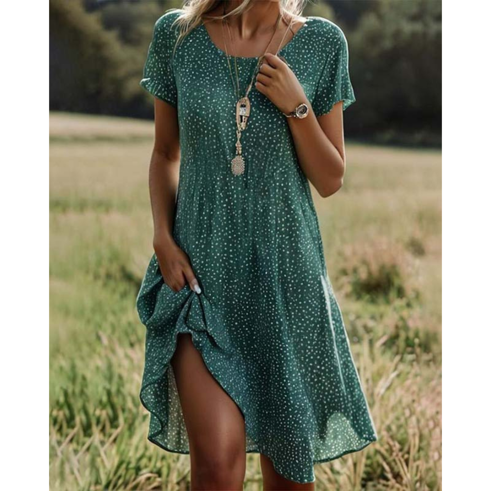 Mid-Length Summer Dress with Geometric Print for Women | Perfect for Vacation
