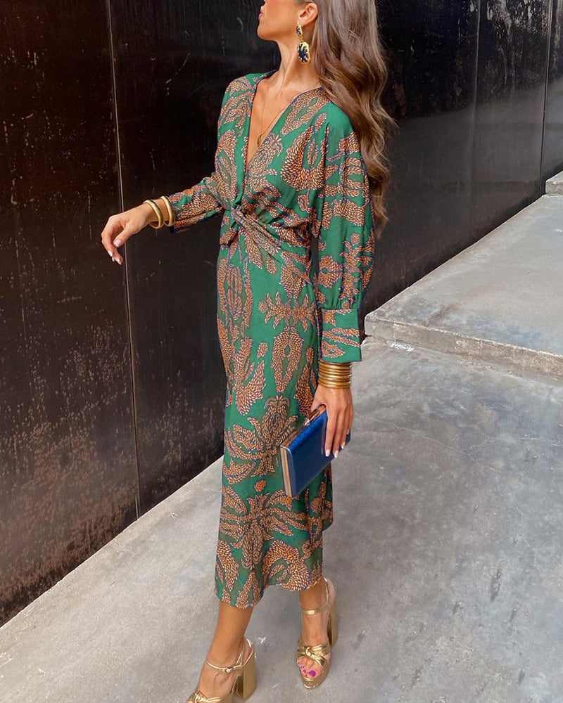 Draped Long Dress with Knot for Women | Ideal for Outings
