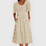 Buttoned long dress with pockets for women