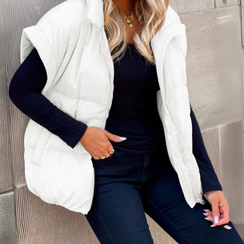 Zip-Up Sleeveless Vest for Women