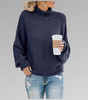 Oversized Knit Sweater with High Neck for Women