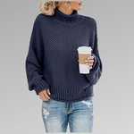Oversized Knit Sweater with High Neck for Women