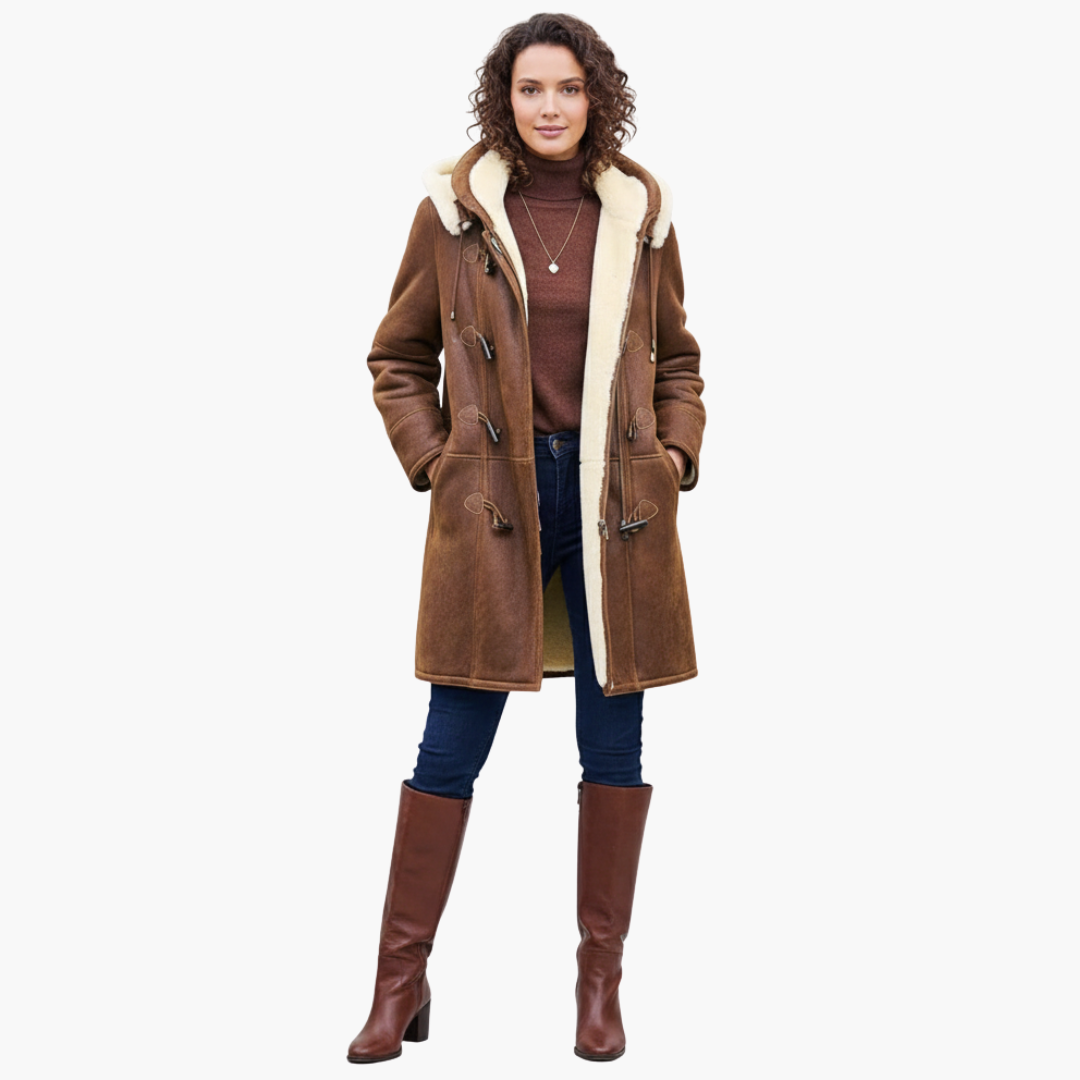 Long Hooded Coat with Synthetic Lining for Women