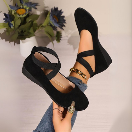 Elegant and Comfortable Closed Wedge Heel Ballet Flats