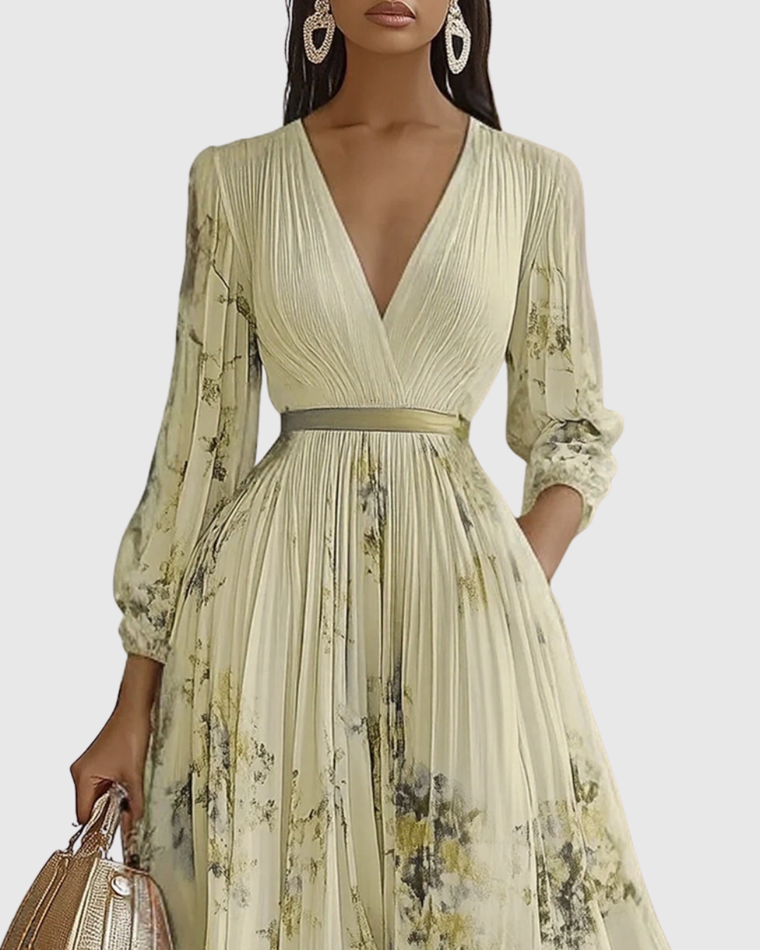 Long pleated dress for women