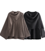 Asymmetrical Wool Poncho for Women