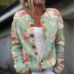 Printed wool and cotton cardigan for women