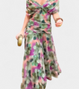 Long floral print dress with V-neck for women