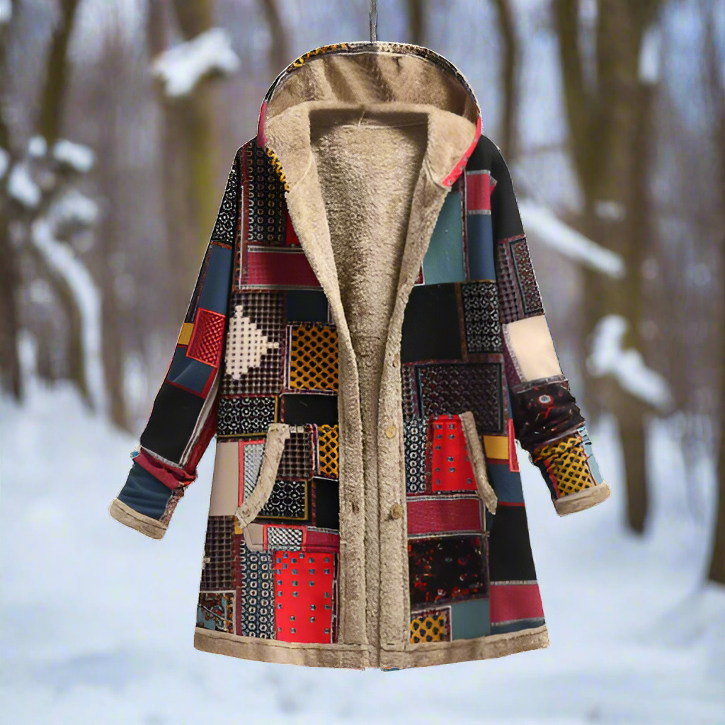 Loose coat in linen-cotton blend for women