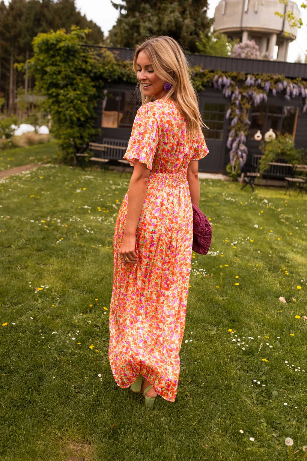 Long Dress with Floral Print and Defined Waist for Women | Ideal for Summer