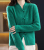 Knitted wool sweater with high collar for women