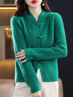 Knitted wool sweater with high collar for women