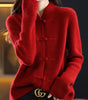 Knitted wool sweater with high collar for women