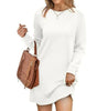 Short Loose Fit Sweater Dress with Long Sleeves and Round Neck for Women