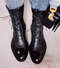 Mid-Calf Lace-Up Boot with Faux Leather Heel for Women