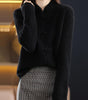 Knitted wool sweater with high collar for women