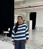 Striped Chunky Knit Long Sleeve Round Neck Sweater for Women