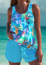 Flat Tummy Effect Tankini and Shorts for Women