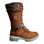 High Lace-Up Faux Leather Boots for Women