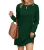 Short Loose Fit Sweater Dress with Long Sleeves and Round Neck for Women