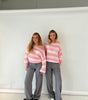 Striped Chunky Knit Long Sleeve Round Neck Sweater for Women
