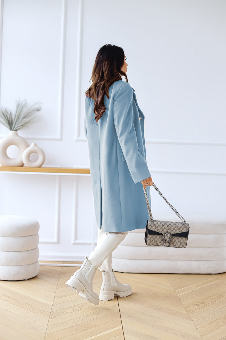 Mid-length buttoned coat for Women