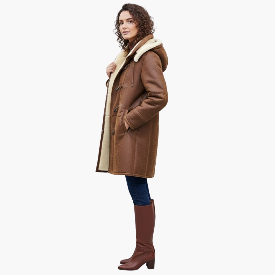 Long Hooded Coat with Synthetic Lining for Women