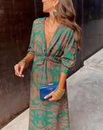 Draped Long Dress with Knot for Women | Ideal for Outings