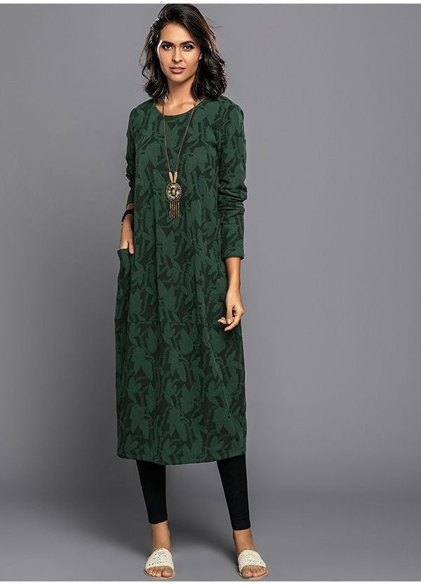 Long-sleeve mid-length dress for women
